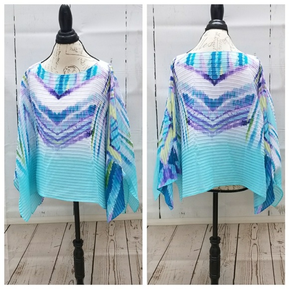 Chico's Tops - CHICOS watercolor pleated poncho